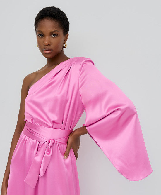 Access Fashion Pink Satin One Shoulder Dress