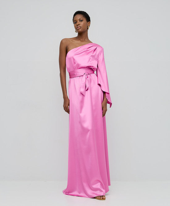 Access Fashion Pink Satin One Shoulder Dress