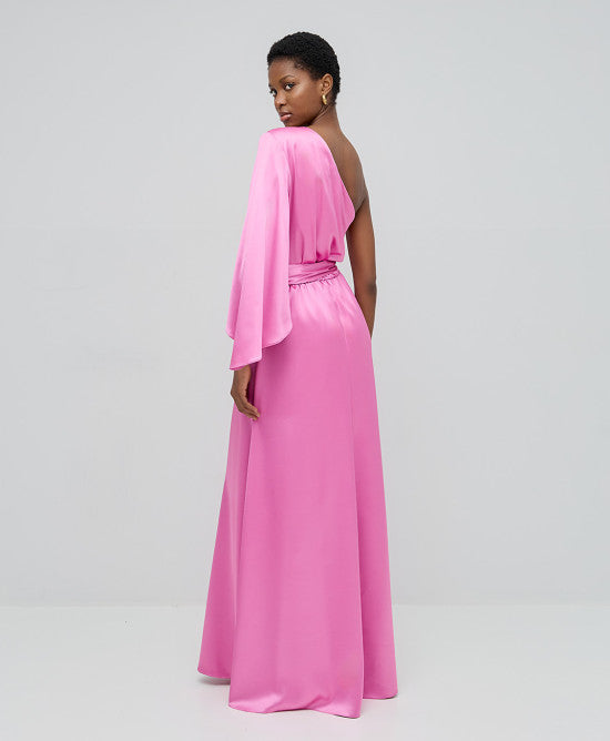 Access Fashion Pink Satin One Shoulder Dress