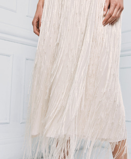 Access Fashion Vanilla Long Dress With Fringes