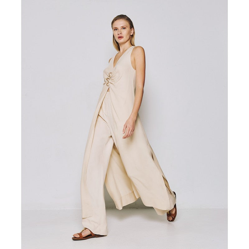 Access Fashion Cream Maxi Dress With A Metallic Detail