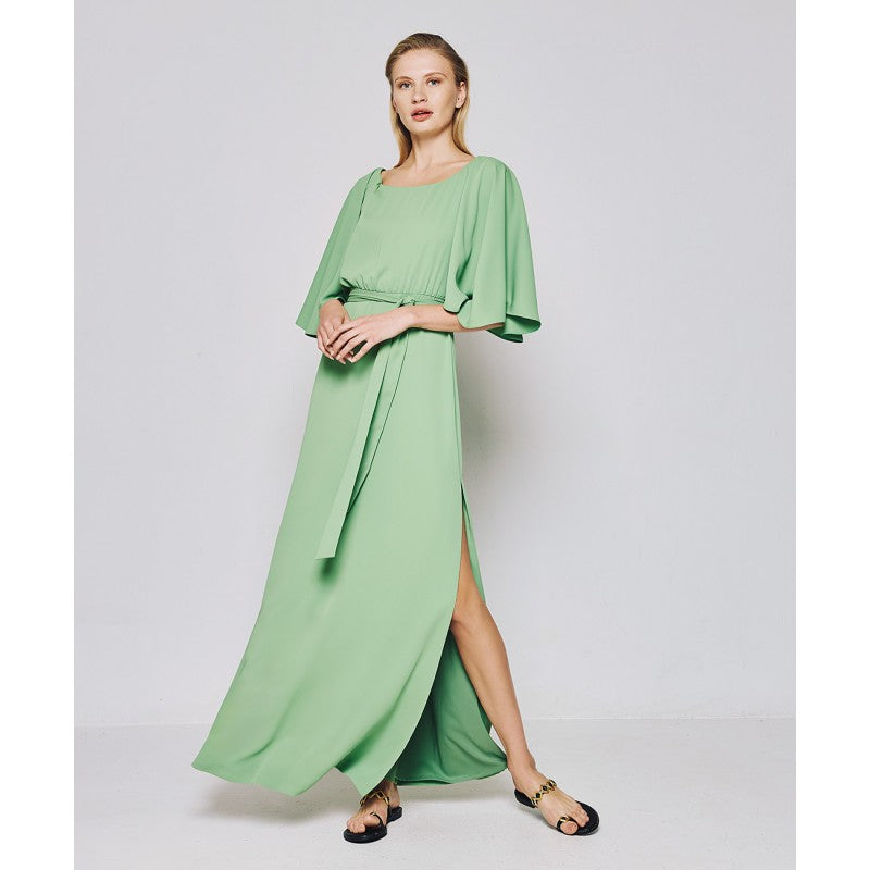 Access Fashion Green Maxi Dress With Boat Neckline