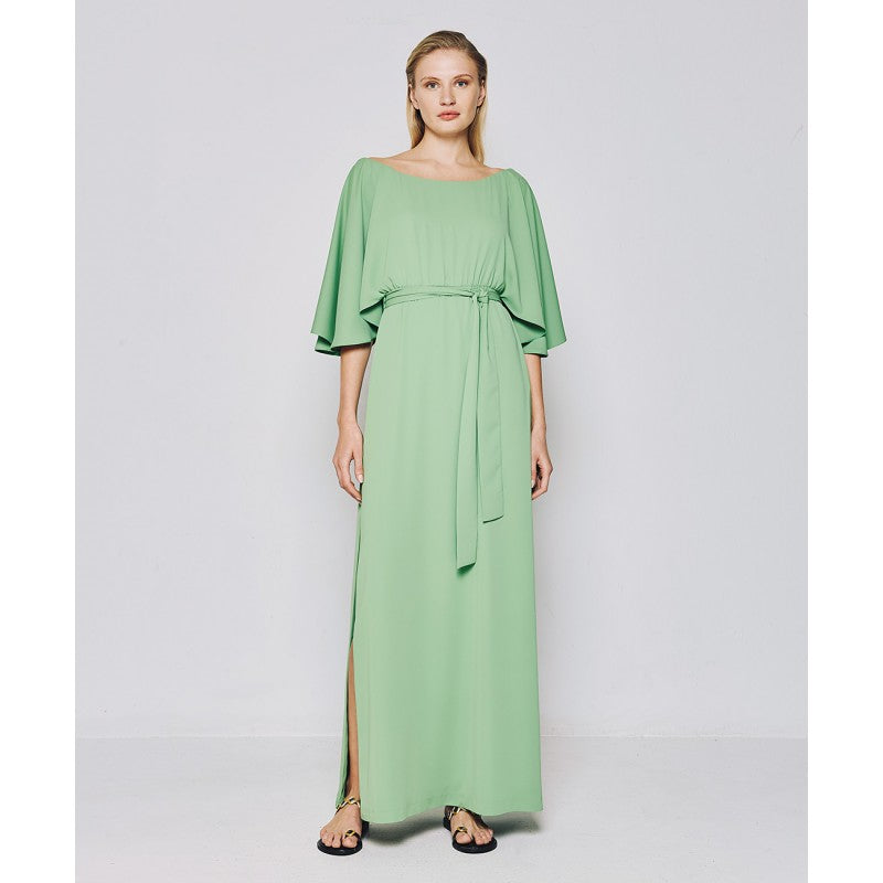Access Fashion Green Maxi Dress With Boat Neckline