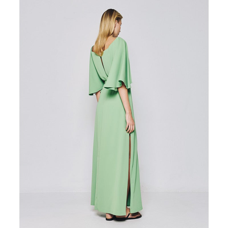 Access Fashion Green Maxi Dress With Boat Neckline