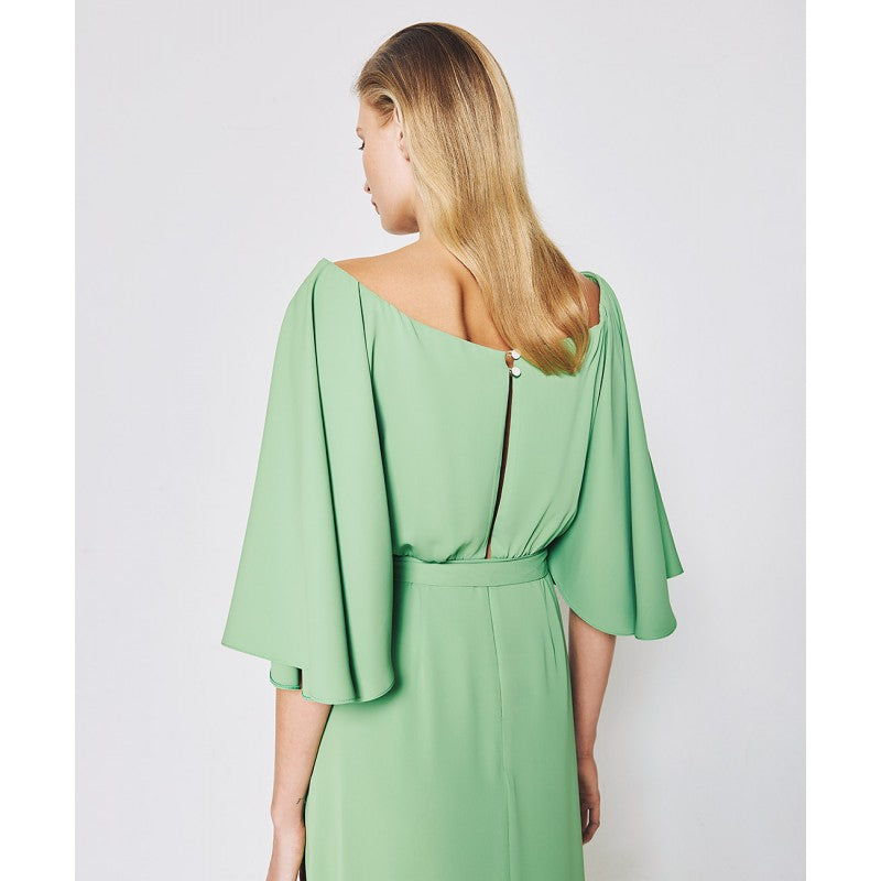 Access Fashion Green Maxi Dress With Boat Neckline