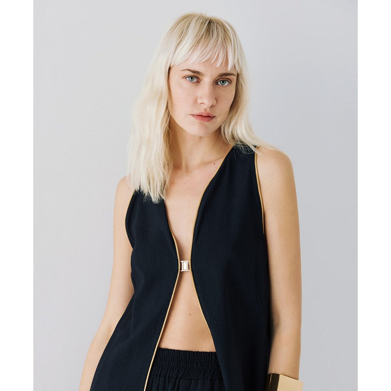 Access Fashion Black Tunic With Piping