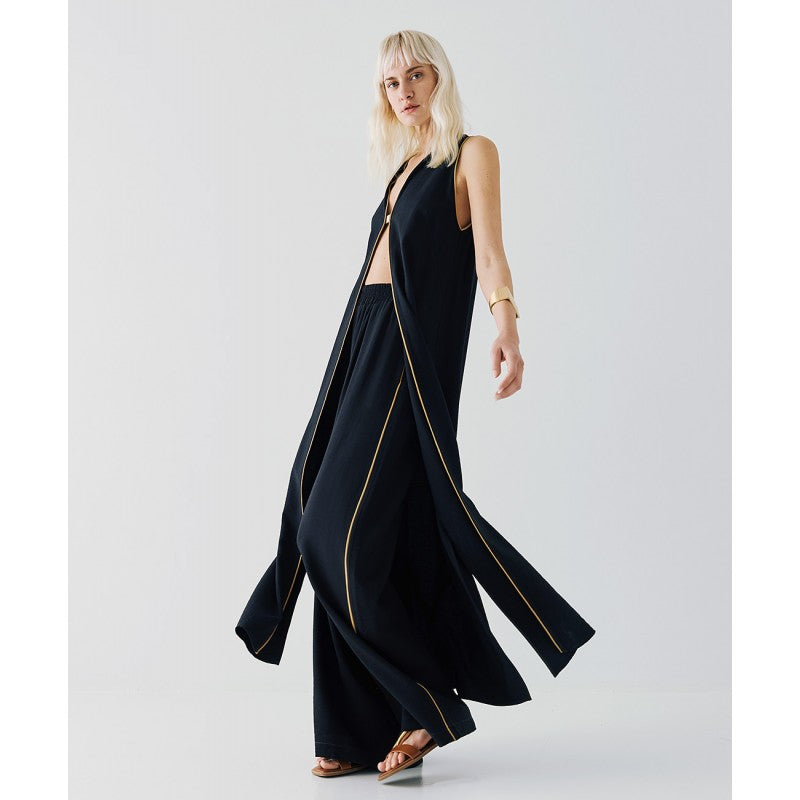 Access Fashion Black Tunic With Piping