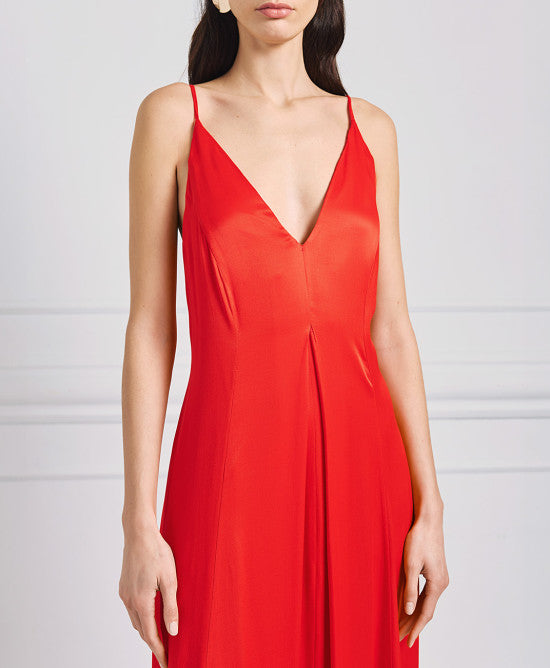 Access Fashion V Neck Red Dress