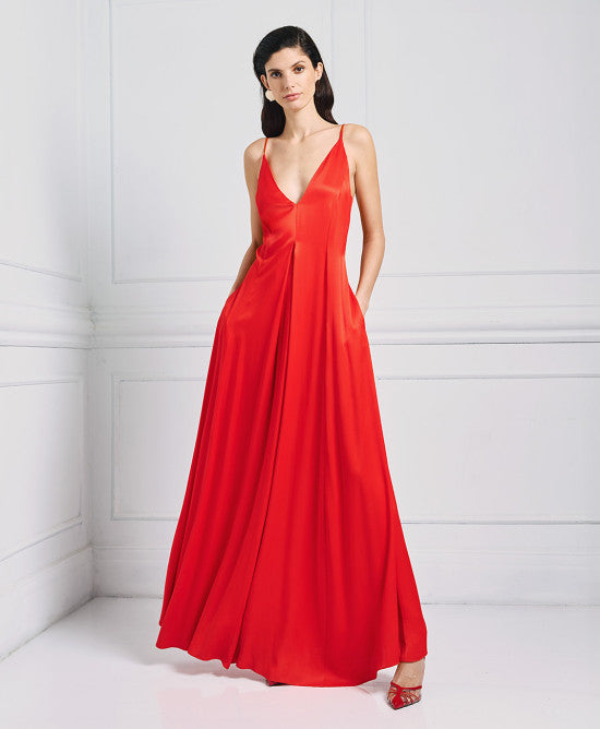 Access Fashion V Neck Red Dress