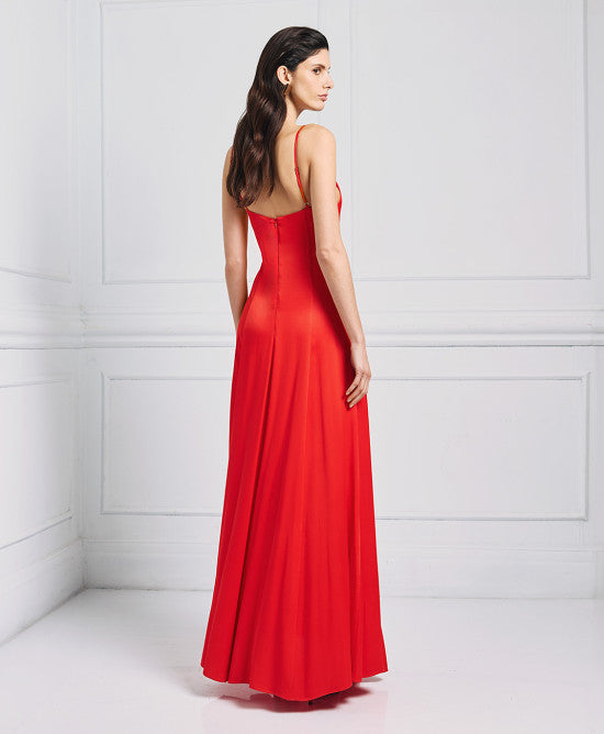 Access Fashion V Neck Red Dress