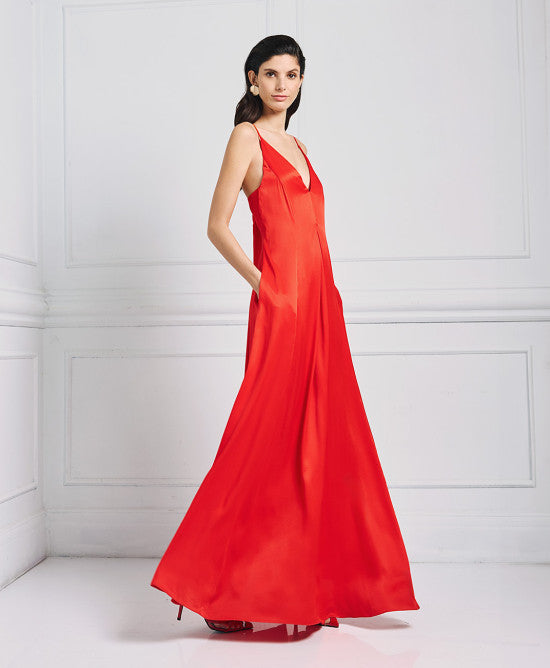 Access Fashion V Neck Red Dress