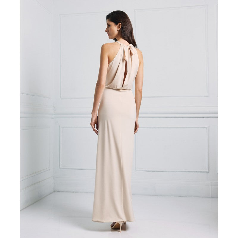 Access Fashion Vanilla Maxi Halter Neck Dress With Ruching