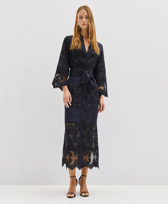 Access Fashion Black Shirt Dress With Sequins