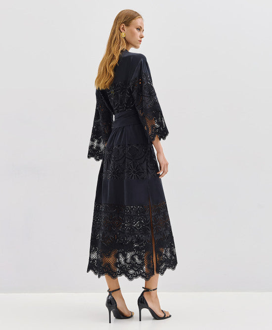 Access Fashion Black Shirt Dress With Sequins