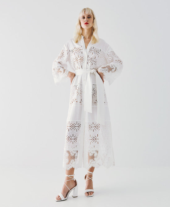 Access Fashion White Shirt Dress With Sequins
