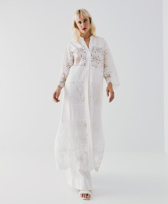 Access Fashion White Shirt Dress With Sequins