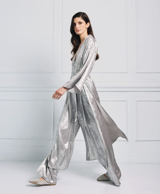 Access Fashion Silver Metallic Effect Kimono