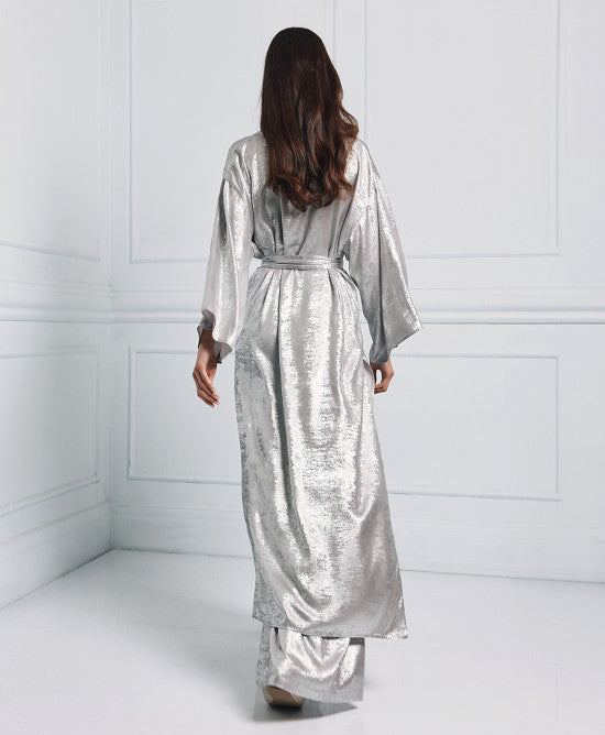 Access Fashion Silver Metallic Effect Kimono