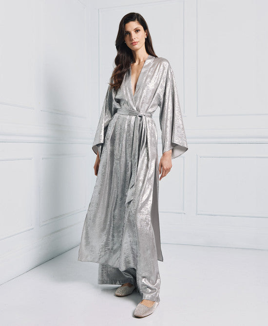 Access Fashion Silver Metallic Effect Kimono