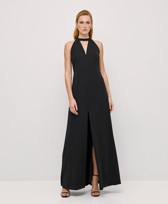 Access Fashion Black Maxi Dress With V Cut Out
