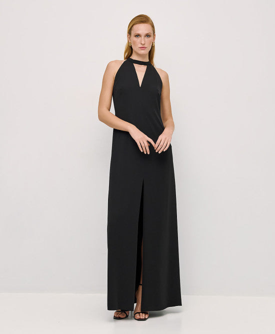 Access Fashion Black Maxi Dress With V Cut Out