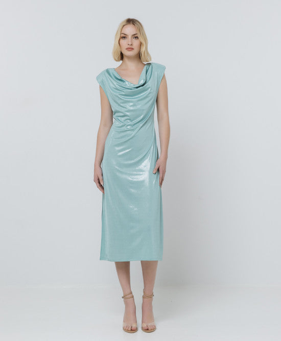 Access Fashion Mint Green Shimmery Draped Dress