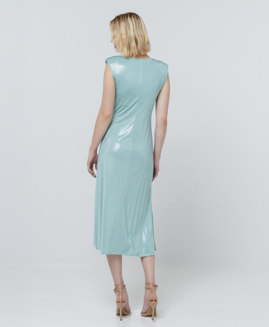 Access Fashion Mint Green Shimmery Draped Dress