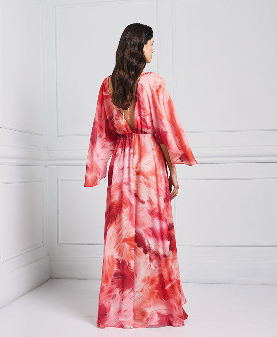 Access Fashion Printed V Neck Maxi Dress