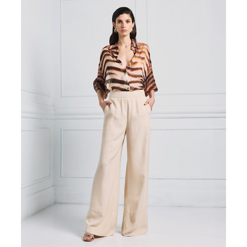 Access Fashion Cream Pants With Decorative Seams