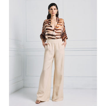 Access Fashion Cream Pants With Decorative Seams