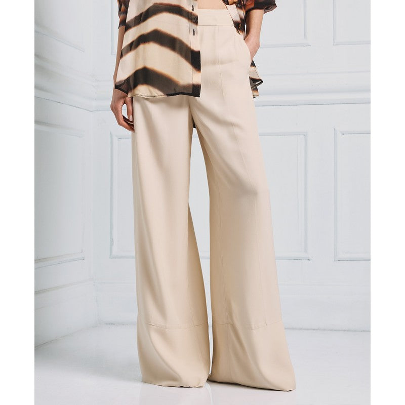 Access Fashion Cream Pants With Decorative Seams