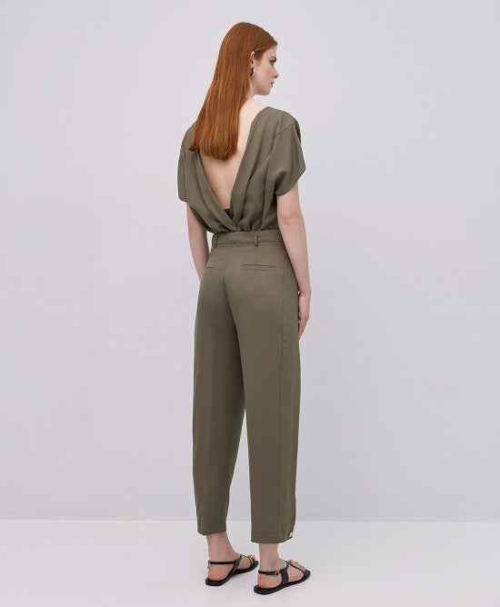 Access Fashion High Waisted Slouchy Green Trousers
