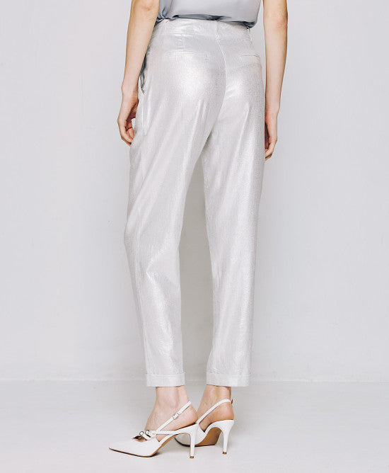 Access Fashion Metallic Silver Trousers With Sequin Detailing on Pocket