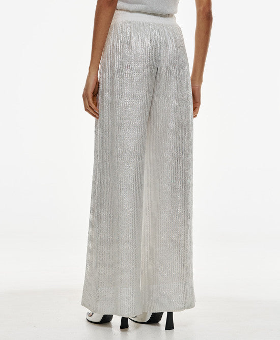Access Fashion Silver Metallic Knitted Trousers