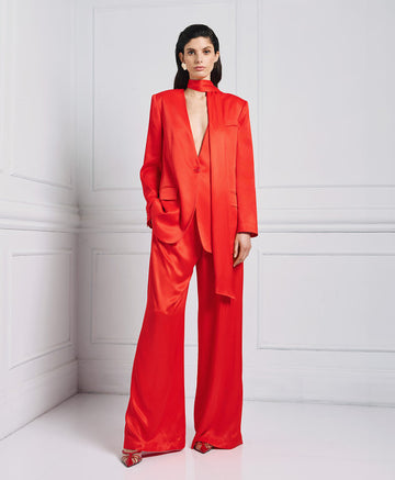Access Fashion Satin Red Trousers