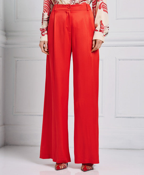 Access Fashion Satin Red Trousers