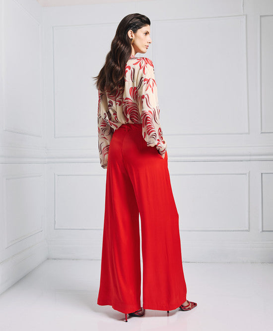 Access Fashion Satin Red Trousers
