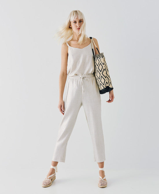 Access Fashion Sand Metallic-Effect Pants