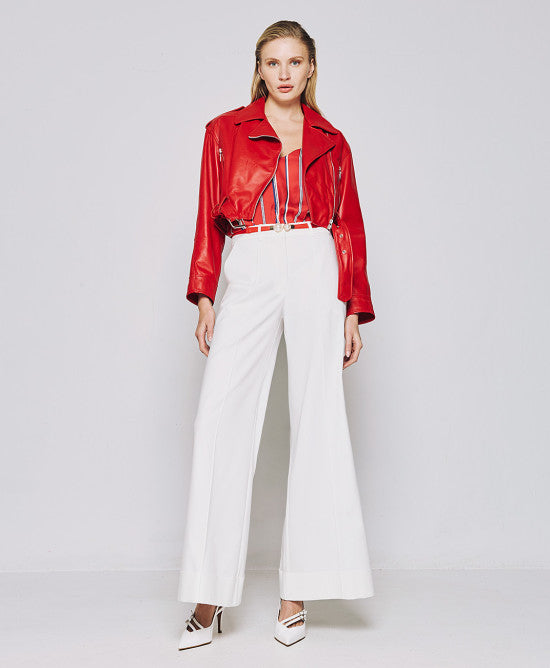 Access Fashion Flared White Trousers