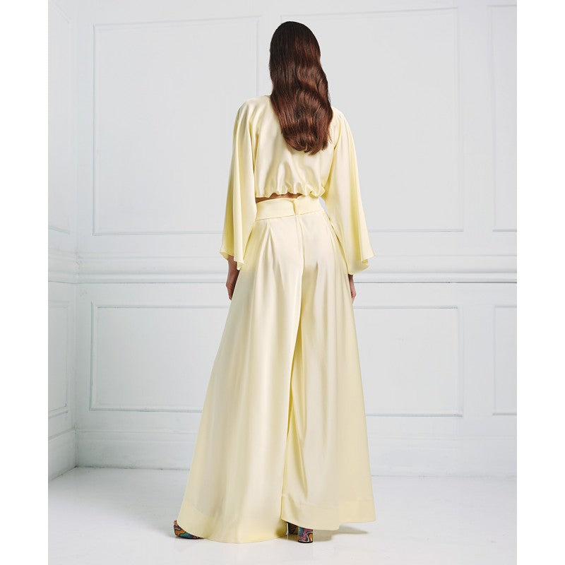 Access Fashion Satin Yellow Trousers