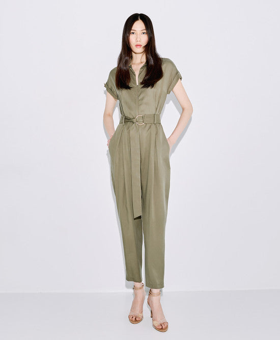 Access Fashion Olive Jumpsuit With Front Zipper