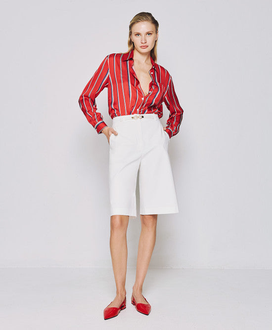 Access Fashion Satin Striped Red Shirt