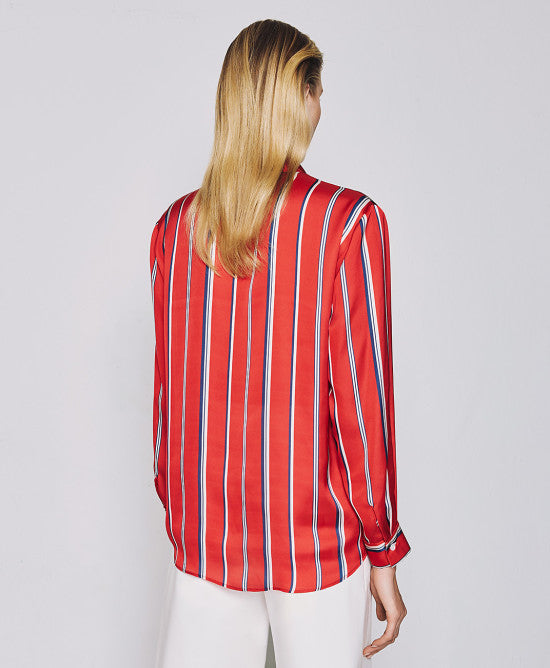 Access Fashion Satin Striped Red Shirt