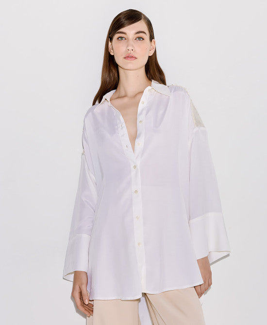 Access Fashion Off White Shirt With Sequins