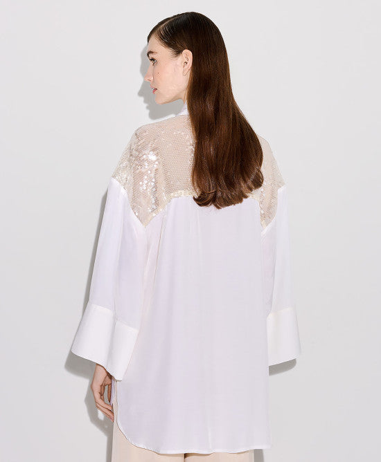 Access Fashion Off White Shirt With Sequins