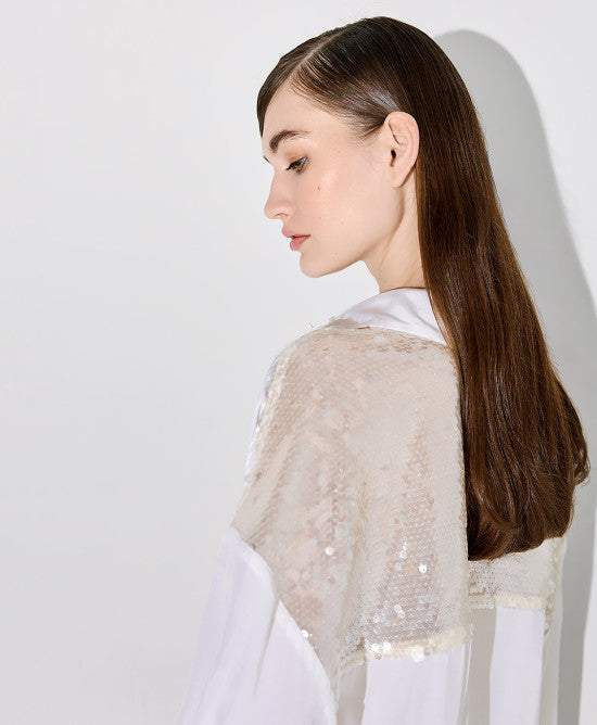 Access Fashion Off White Shirt With Sequins
