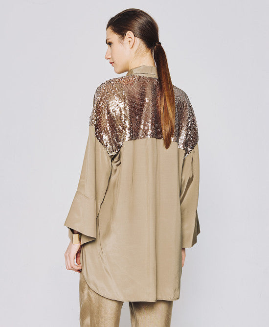 Access Fashion Olive Shirt With Sequins