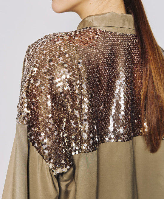 Access Fashion Olive Shirt With Sequins