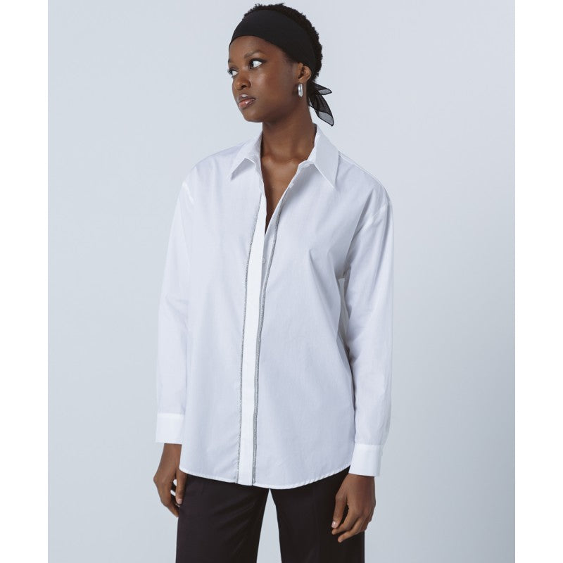 Access Fashion White Shirt With Rhinestones