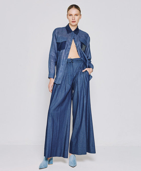 Access Fashion Navy Shirt With Sequin Details